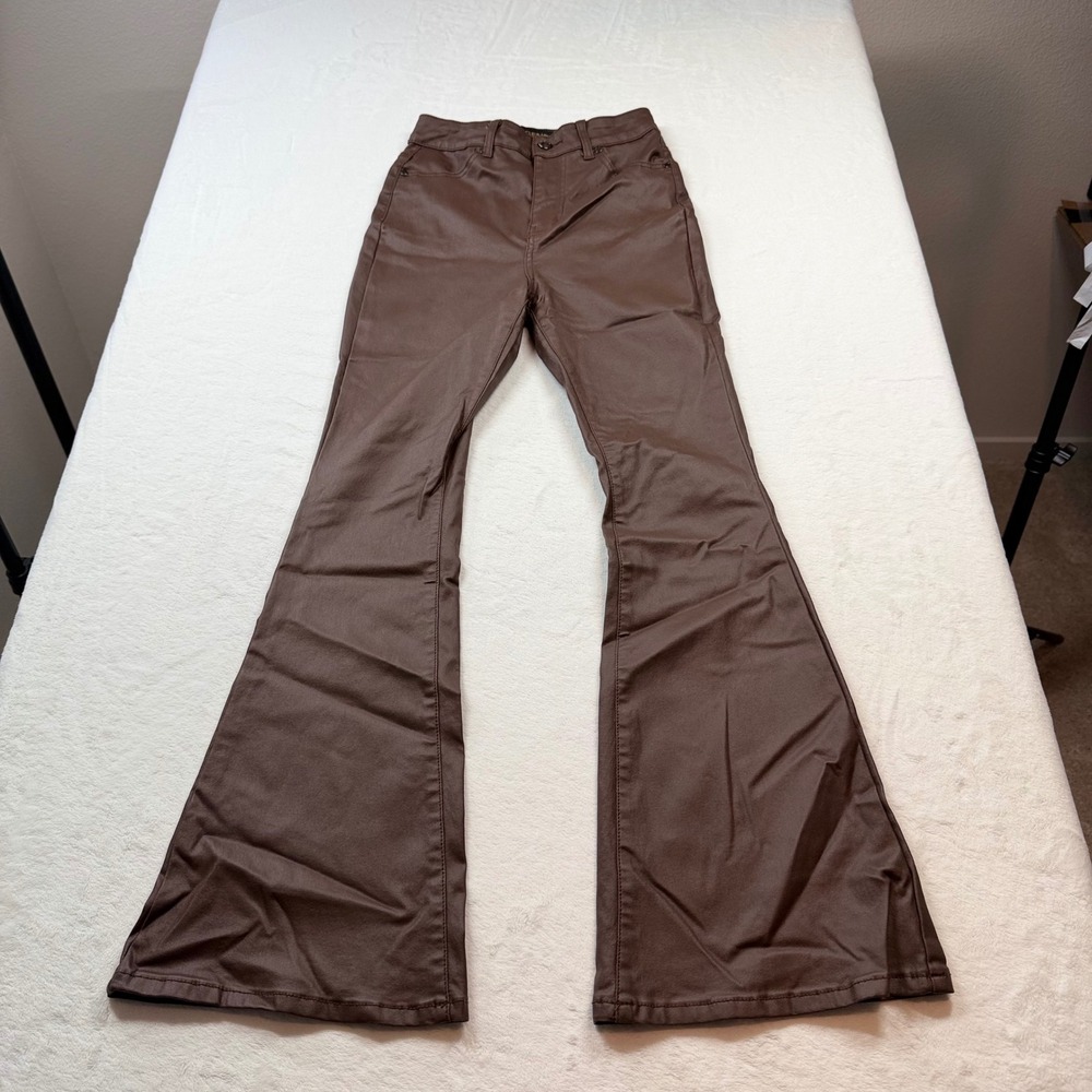 Legend Coated Flare Pants Women Size L Brown Excellent High‎ Rise Bell Bottom